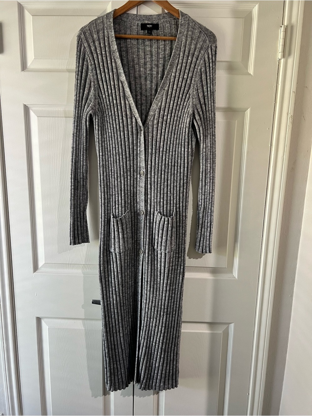 Massimo Gray Ribbed Button-Front Cardigan